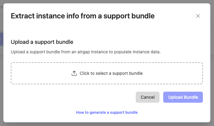 manually create air gap instance dialog